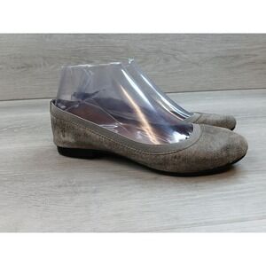 FRYE Suede Ballet‎ Flats Taupe Gray Elastic Trim Comfort Women Size 5.5M